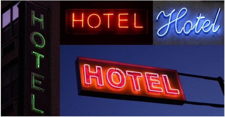 hotel sign collage