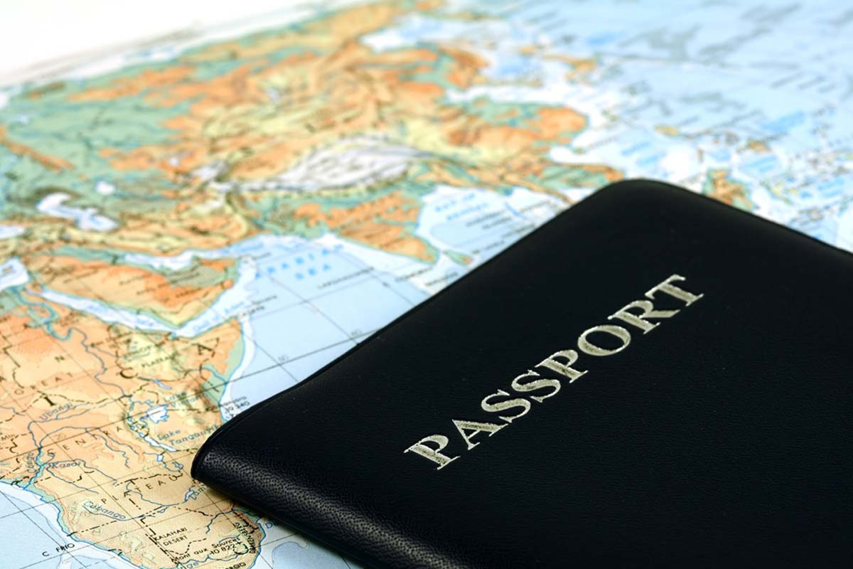 passport on map